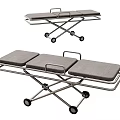 Medical Stretcher with Metal Frame Gray Mattress and Wheels for Emergency Use