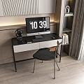 Modern Home Office Desk Setup With Computer Monitor Headphones Keyboard Mouse And Chair