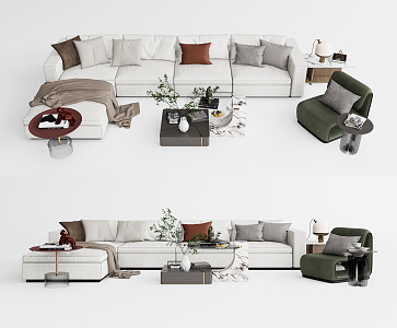 Modern Sofa Coffee Table Combination Sofa Combination Multi-person Leisure Sofa Leisure Chair Coffee Table 3d model