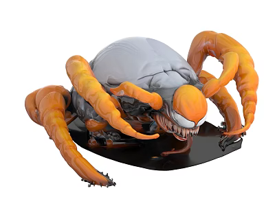 Orange Legged Spider Like Creature Model With Gray Body And Detailed Design 3d model