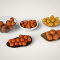 Fresh Colorful Fruits Including Tomatoes And Yellow Fruits In Various Bowls And Plates