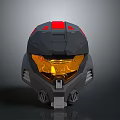 Sci Fi Gray Helmet With Red Accents And Yellow Transparent Visor 3d model