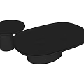Modern Black Coffee Table with Oval Top and Cylindrical Base Minimalist Style Home Decor