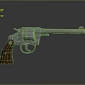 Classic Silver Revolver With Brown Wooden Grip And Shiny Metal Barrel