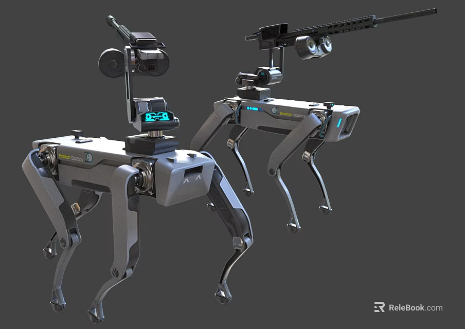 Intelligent Machines Robotic Quadruped Dogs With Mechanical Legs And Sensor Cameras 3d model 
