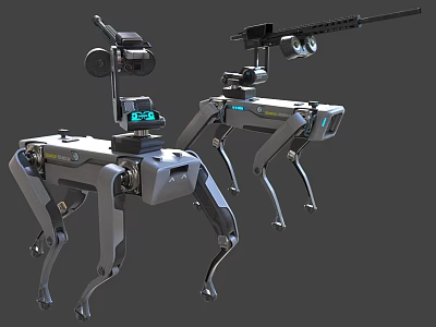 Intelligent Machines Robotic Quadruped Dogs With Mechanical Legs And Sensor Cameras 3d model
