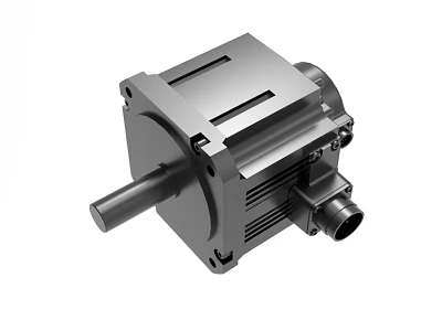 Industrial Electric Motor with Metal Housing Rotating Shaft and Cooling Fins for Machinery Use 3d model