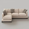 Modern Beige Sectional Sofa with Gray Cushions and Chaise Lounge for Living Room