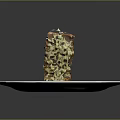 Delicious Layered Chocolate Cake With Creamy Layers And Nut Toppings On White Patterned Plate