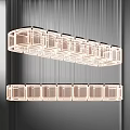 Modern Geometric Chandelier With Transparent Rectangular Panels And Illuminated Hanging Design 3d model