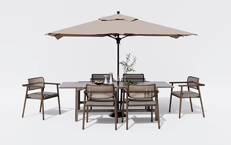 Quiet outdoor tables and chairs 3d model