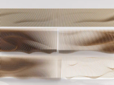 Modern Striped Ceiling Design With Warm Brown And White Wooden Parallel Patterns 3d model