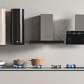 Modern Kitchen Appliances Featuring Range Hoods Gas Stoves And Pots In Various Styles
