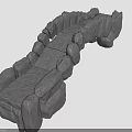 Ancient Stone Arch Bridge With Gray Stone Block And Rounded Arch Design 3d model