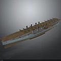 Large Ship With Multiple Funnels Brown Deck And Blue Hull Design 3d model