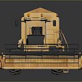 Yellow Combine Harvester With Driver Cabin Front Cutting Mechanism And Green Logo