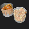Fresh Juicy Orange Slices in Transparent Glass Cups with Cinnamon Sticks