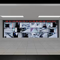 Monitoring Room Interior With Multiple Monitoring Screens Wall Control Desk Computer Monitors And Ceiling Lights