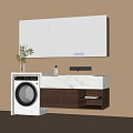 modern sink bathroom cabinet washing machine mirror 3d model