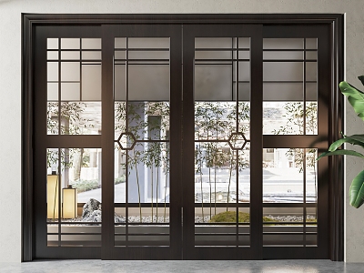 New Chinese-style sliding door 3d model