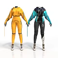 Stylish Jumpsuit Designs In Yellow And Black Teal On Mannequins With Contrast Sleeves