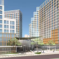 Modern Residential Architecture Featuring High rise Low rise Buildings Trees And Open Plaza
