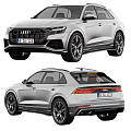 Silver Audi SUV Exterior With Matrix Headlights LED Taillights And Sporty Design