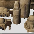 Rustic Stone Decorative Furniture With Dome Structures And Arch Accents