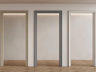 Three Colored Door Frames In Minimalist Room 3d model
