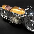 Vintage Yamaha Motorcycle Classic Custom Design With Yellow Black Body And Brown Leather Seat