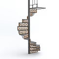 Spiral Staircase With Intricate Step Patterns And Modern Metal Railings Design