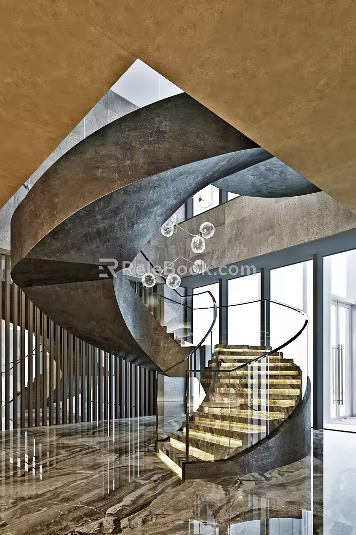 modern revolving staircase 3d model