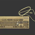 Vintage Beige Wired Computer Keyboard With Classic Key Design And Layout