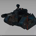 Dark Blue Military Tank With Turret Cannon And Armored Design Features