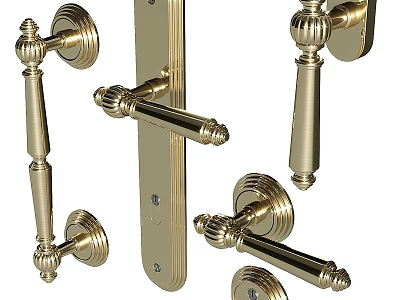 Golden Door Hardware Including Handles And Lock Components For Home Use 3d model