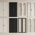 Various Style Wardrobe Doors With White Black Arched Vertical Stripe Glass Panel And Metal Handles