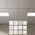 Grid Style Ceiling With Square Lights And Vents 3d model