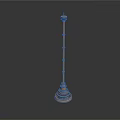Brass Decorative Column With Layered Structure Spire Top And Smooth Surface Reflection 3d model