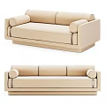 Modern Beige Fabric Sofa Set With Armrests And Decorative Trim Details 3d model