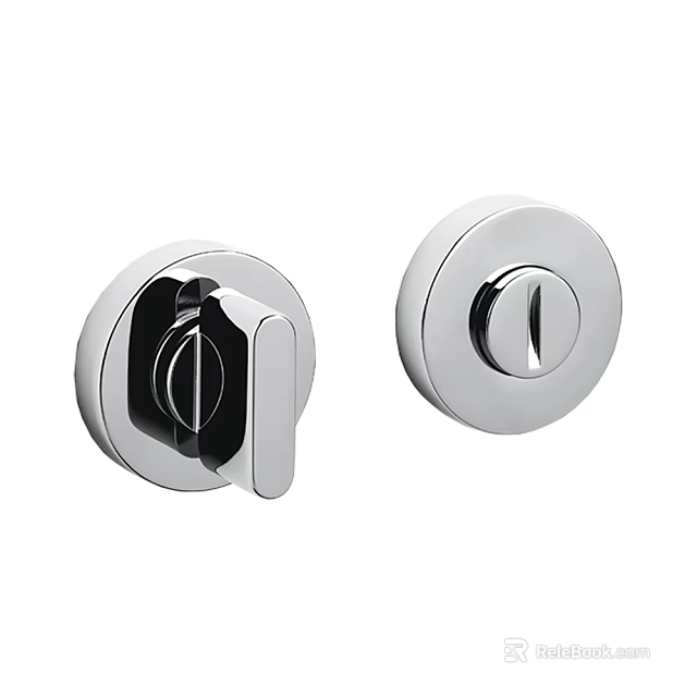 Sleek Modern Metal Door Lock Components With Chrome Finish And Round Design 3d model