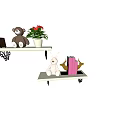 Stylish Wall Cabinets With Teddy Bear Red Flowers Photo Frame Rabbit Doll And Books