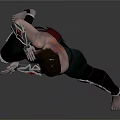 Warrior Character In Dynamic Martial Arts Stance With Ornate Armor And Muscular Build