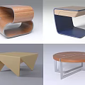 Modern Stylish Side Tables Featuring Curved Geometric Triangular And Circular Designs For Home Decor 3d model