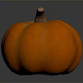 Fresh Ripe Orange Pumpkin With Brown Stem On Dark Reflective Surface
