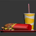 Delicious Fast Food Tray With Hamburger French Fries Nuggets And Soft Drink
