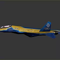 Yellow And Blue Fighter Jet Model With Detailed Design And The Daring Logo