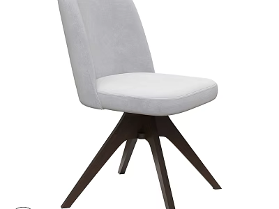 Modern Single Chair With Light Gray Upholstered Seat And Dark Brown Wooden Legs 3d model