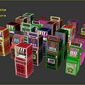 Colorful Slot Machine Collection With Red Black White Designs And Reels