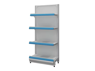 Adjustable Retail Display Shelf with Blue Layers Metal Frame and Mobile Design 3d model