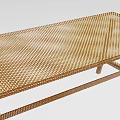 Modern Office Desk With Golden Mesh Top And Crossed Metal Legs Design